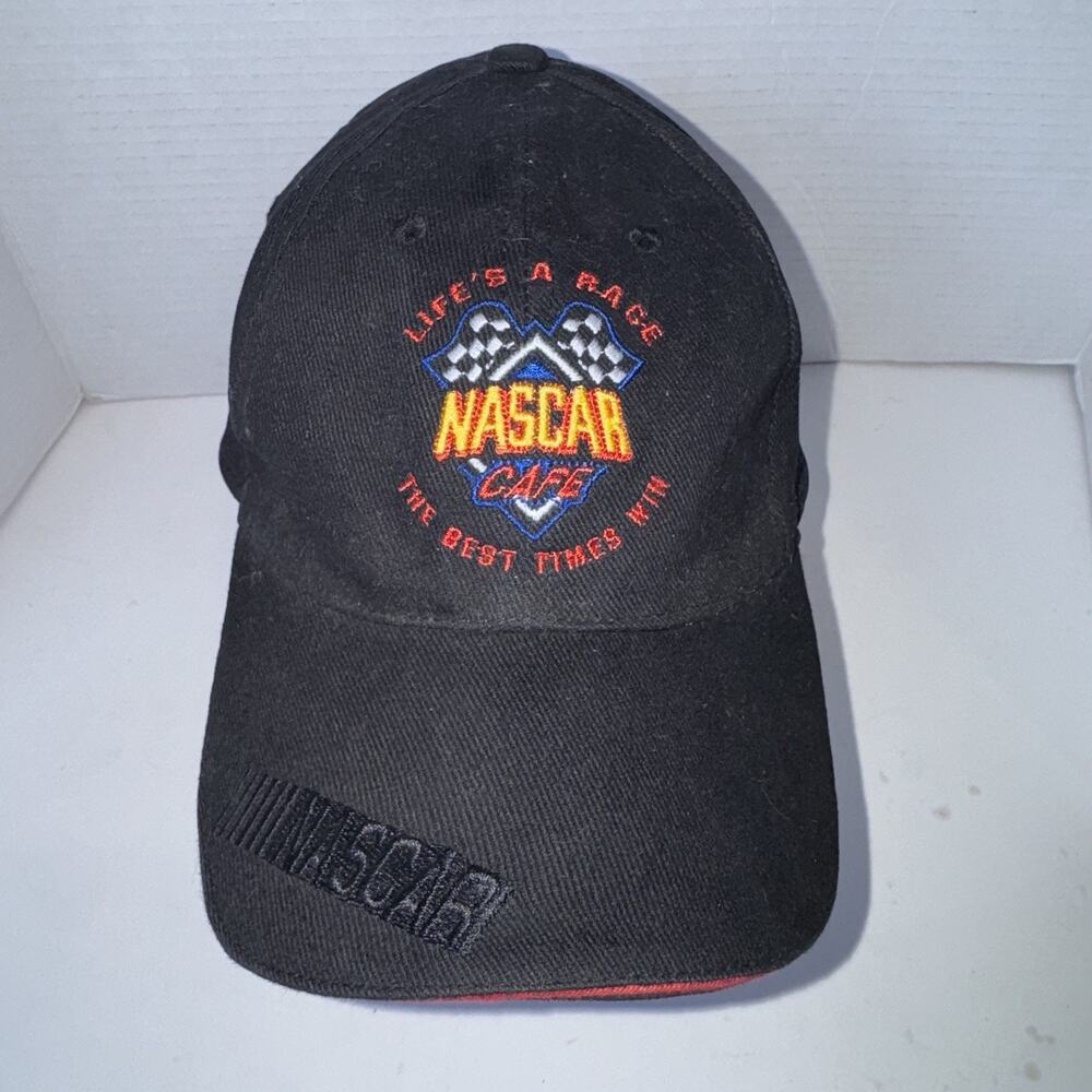 Vintage Y2K NASCAR Cafe Hat ANNCO Strapback Black Racing Cap Official Racewear